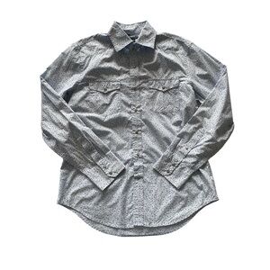 Banana Republic Men’s‎ L Paisley Blue Pearl Snap Western Shirt Cowboy Modern